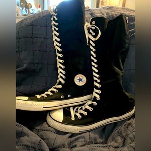Black Knee High Chuck Taylor Converse w12 m10